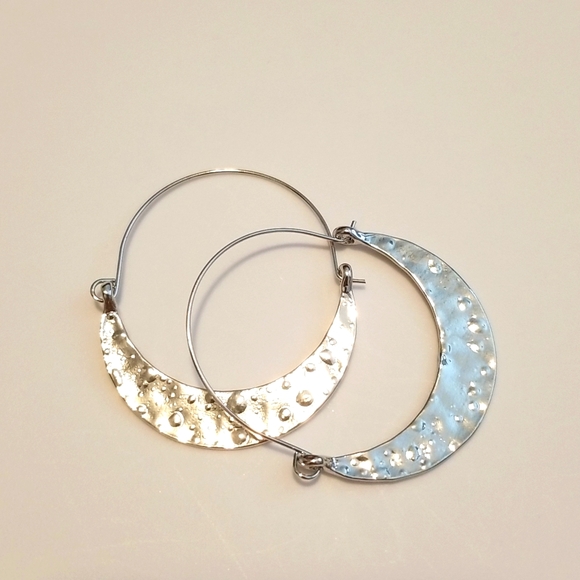 3 for $15 Textured Silver Hoop Earrings - Picture 7 of 8